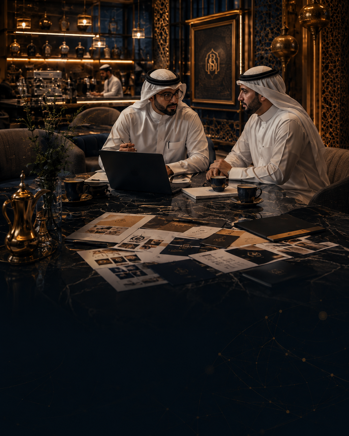 Ain Meem consultant meeting a client in a cozy business cafe